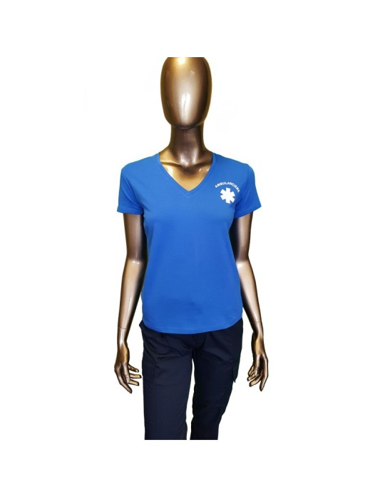 TEE SHIRT FEMME COL V  BLEU ROY TEE SHIRT FEMME COL V  BLEU ROY