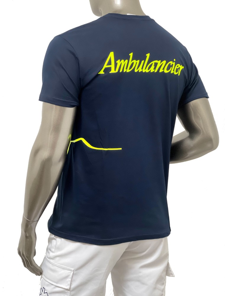 TEE-SHIRT MARINE  SÉRIGRAPHIE JAUNE