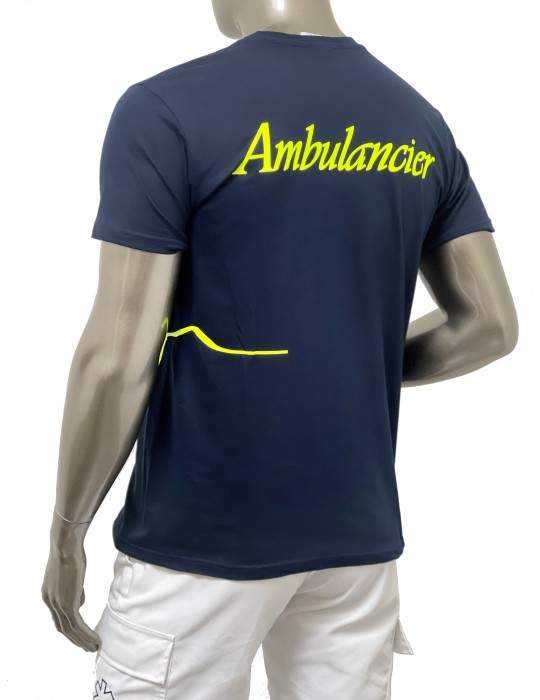 TEE-SHIRT MARINE  SÉRIGRAPHIE JAUNE