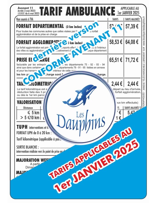 TARIFS AMBULANCES APPLICABLES AU 8 MARS 2021